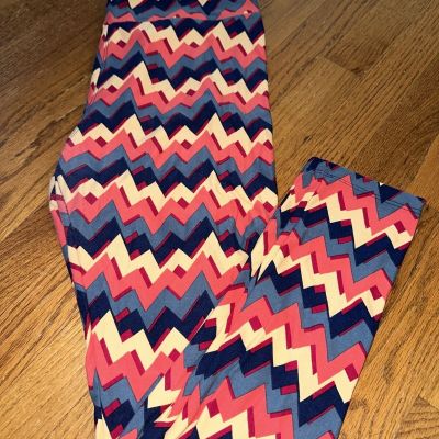 Lularoe TC Tall Curvy Leggings Jeggings Chevron Rainbow Bright Fun ????224